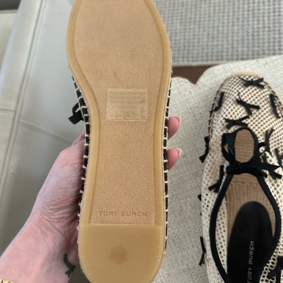 Black and White Bows Mesh Tory Burch Espadrille - Picture 4 of 6